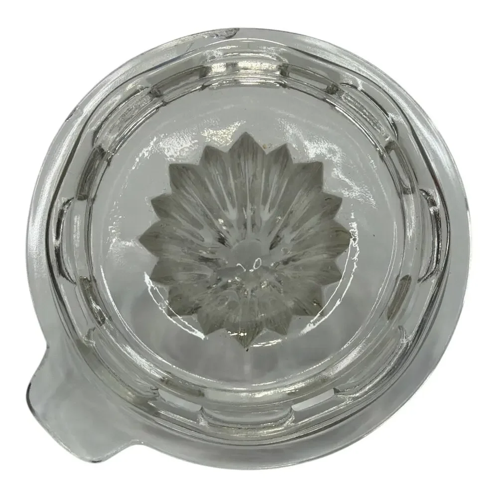 Vintage Clear Glass Citrus Juicer Reamer Hand Press Spout Handle Kitchenware 5”